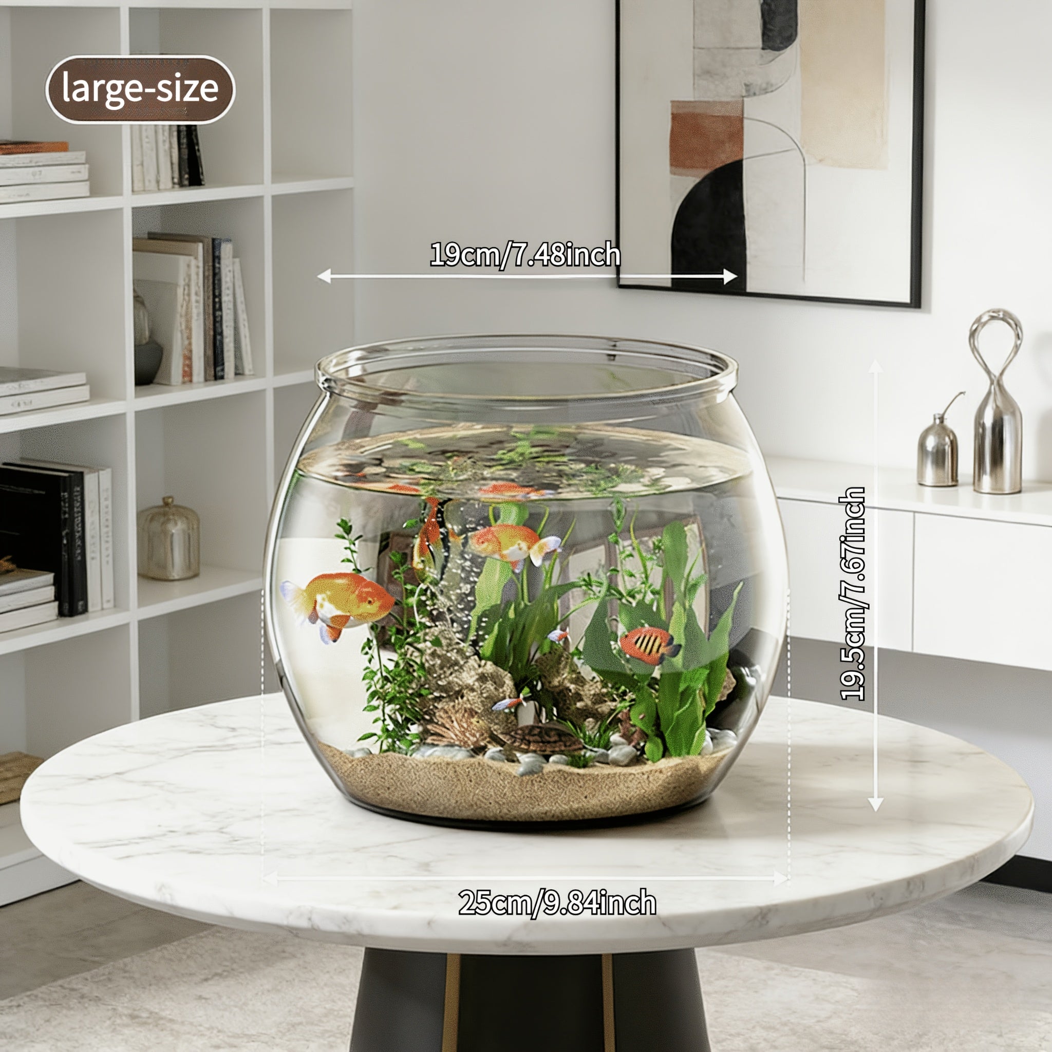 Round Small to Medium Fish Tank Suitable for Home Aquariums, Thickened Plastic Glass-Front Aquarium with Transparent Lid Compatible for Goldfish,, Fish Bowls, - Assembly for Fish Tank for Living Room Decor