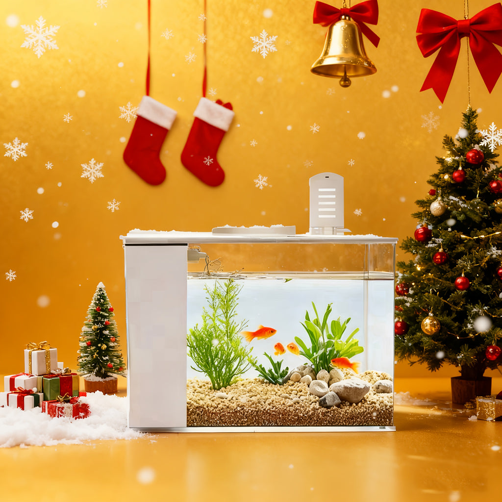 Fish Tank, Ecological Tank, Rectangular Plastic Acrylic Desktop Goldfish, Guppy, Turtle Tank, No Water Change Required, Living Room, Office, Small Household, with Color-changing LED Light Strip, Water Pump, Complete Filtration System