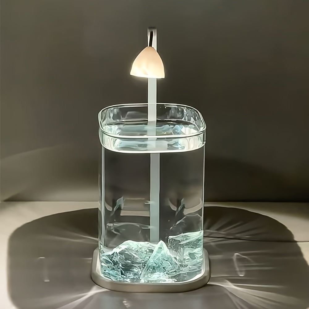 LED Small Fish Tank with Bezel-Less Lid & Aeration Hole - Low-Voltage (36) Tabletop Aquarium Suitable for Home\u002FOffice Decor, Portable Fish Bowl for, -Care Fish Tank