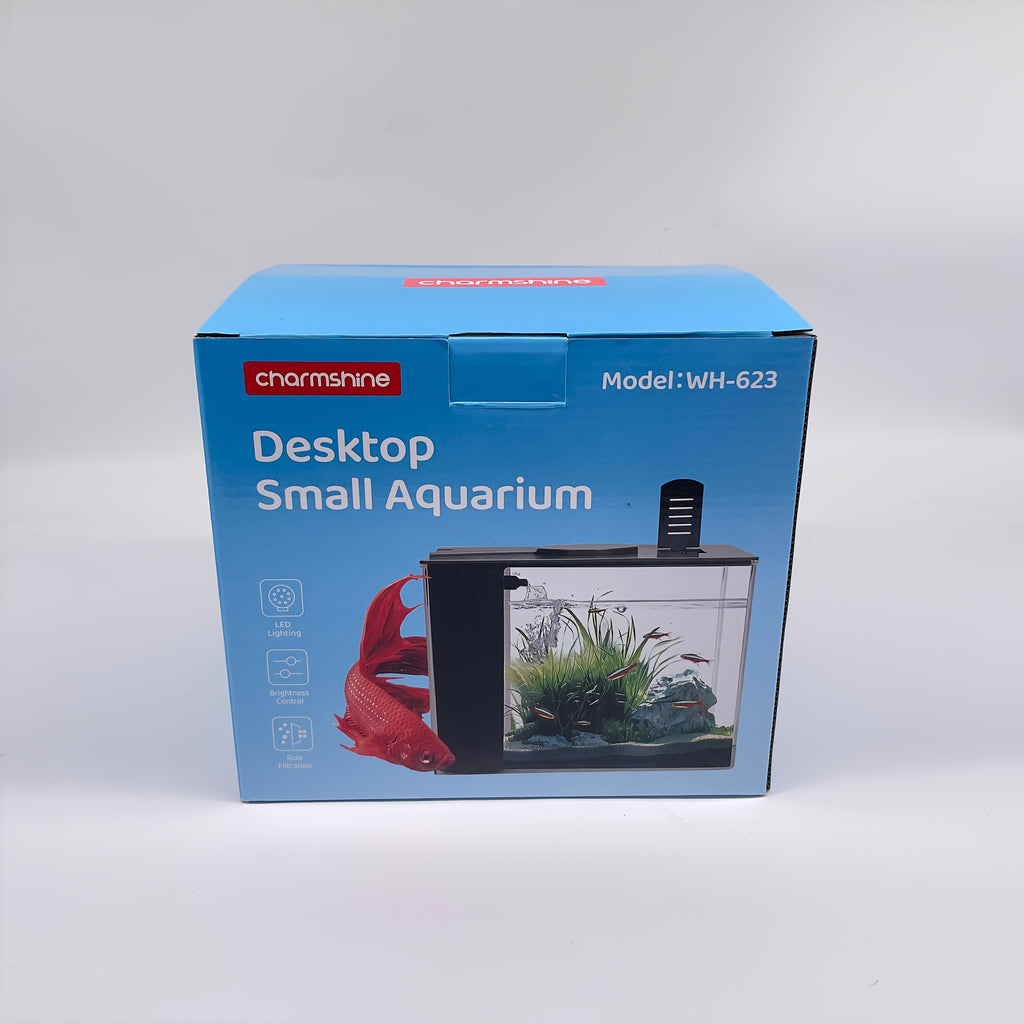 Fish Tank, Ecological Tank, Rectangular Plastic Acrylic Desktop Goldfish, Guppy, Turtle Tank, No Water Change Required, Living Room, Office, Small Household, with Color-changing LED Light Strip, Water Pump, Complete Filtration System
