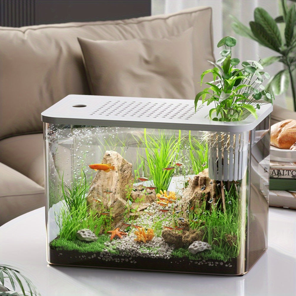 PET+ABS Fish Tank Transparent with Lid Aquarium Drop Resistant Hydroponic Tank Turtle Tank Home