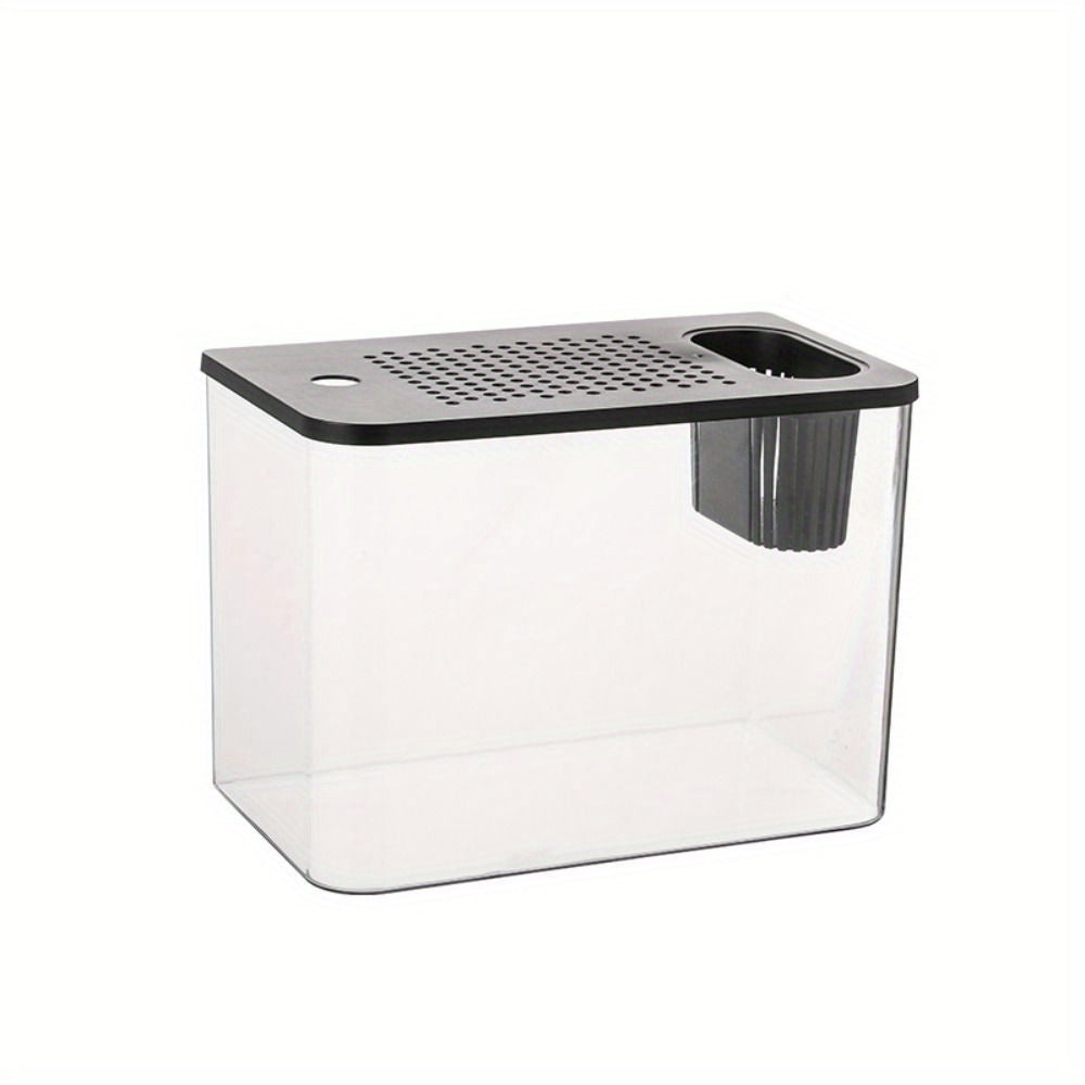 PET+ABS Fish Tank Transparent with Lid Aquarium Drop Resistant Hydroponic Tank Turtle Tank Home