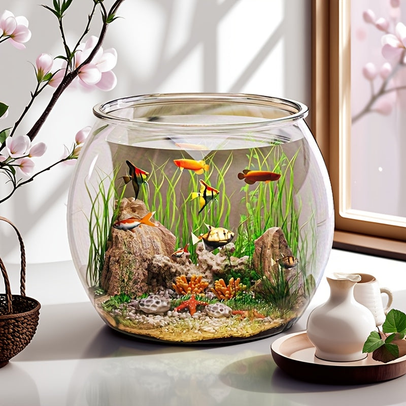 Durable Shatterproof Acrylic Fish Tank Suitable for Betta\u002FGoldfish Aquarium, Round Compact Aquarium with Tank for Desktop & Living Room Decor, Suitable for, Office, Room - Betta Fish Tank, Goldfish Bowl