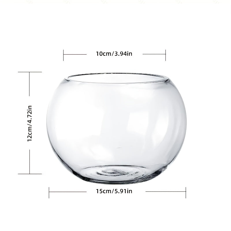 Round Glass Aquarium Fish Tank - Transparent Spherical Fish Bowl with Glass for Freshwater\u002FSaltwater Fish, Aquatic Plants & Home\u002FOffice Aquarium Decor - - Glass Tank for Fish Lovers & Desks, Tables, Small Spaces