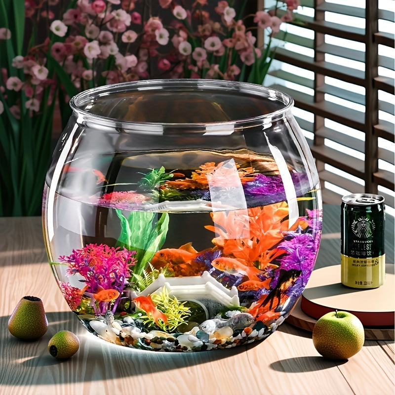 Durable Shatterproof Acrylic Fish Tank Suitable for Betta\u002FGoldfish Aquarium, Round Compact Aquarium with Tank for Desktop & Living Room Decor, Suitable for, Office, Room - Betta Fish Tank, Goldfish Bowl
