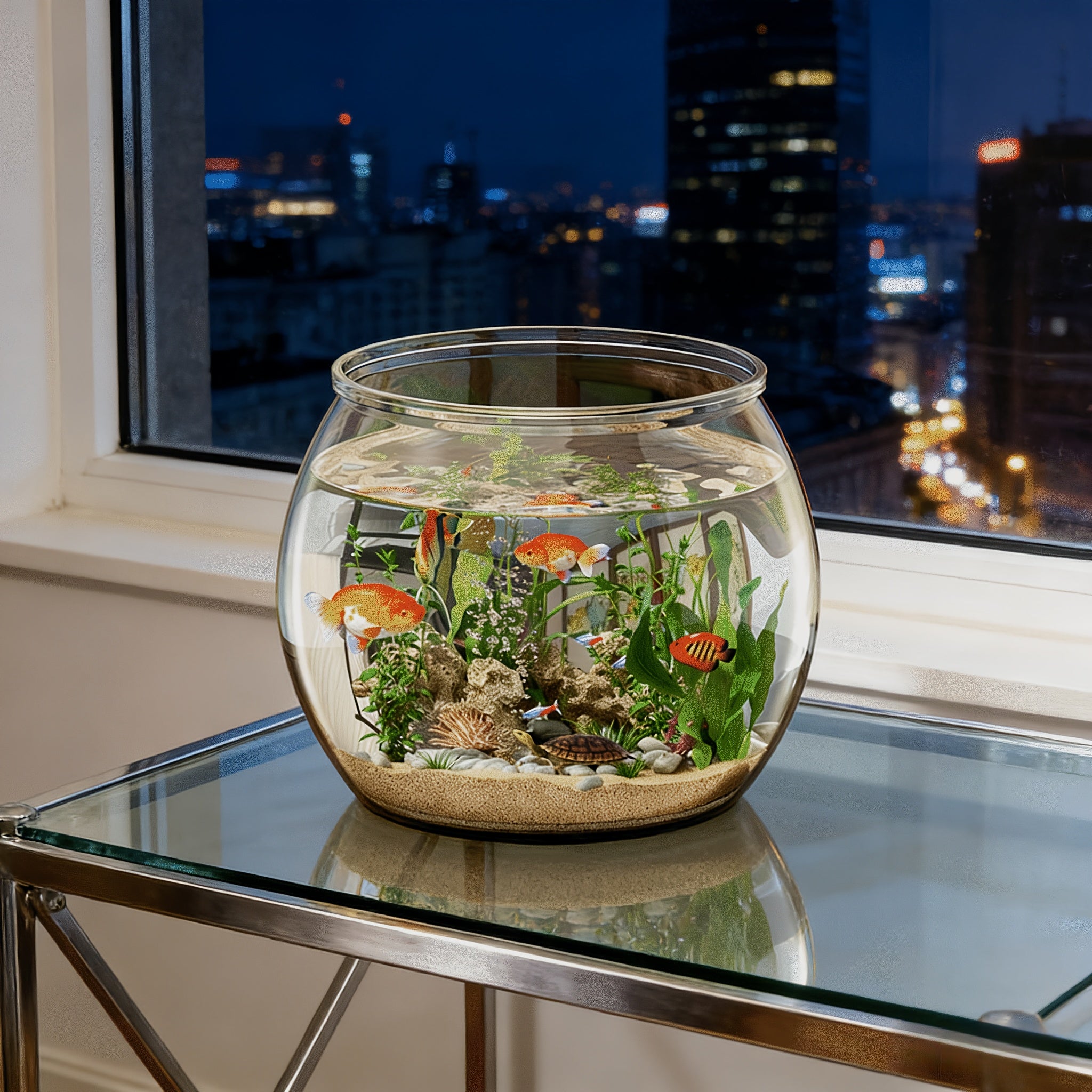 Round Small to Medium Fish Tank Suitable for Home Aquariums, Thickened Plastic Glass-Front Aquarium with Transparent Lid Compatible for Goldfish,, Fish Bowls, - Assembly for Fish Tank for Living Room Decor