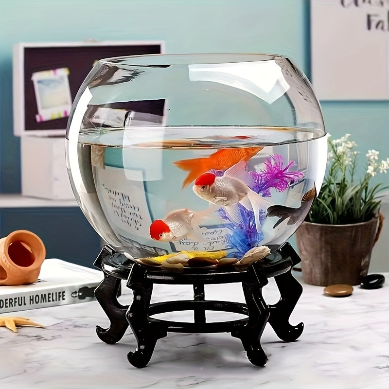 Round Glass Aquarium Fish Tank - Transparent Spherical Fish Bowl with Glass for Freshwater\u002FSaltwater Fish, Aquatic Plants & Home\u002FOffice Aquarium Decor - - Glass Tank for Fish Lovers & Desks, Tables, Small Spaces
