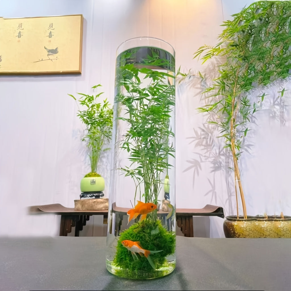 Home Acrylic Fish Tank, Round Cylindrical Goldfish Tank, Shatterproof Small Aquarium