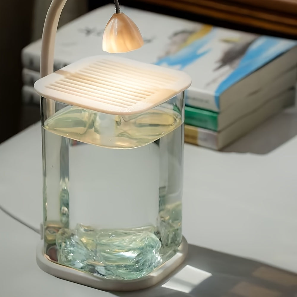 LED Small Fish Tank with Bezel-Less Lid & Aeration Hole - Low-Voltage (36) Tabletop Aquarium Suitable for Home\u002FOffice Decor, Portable Fish Bowl for, -Care Fish Tank