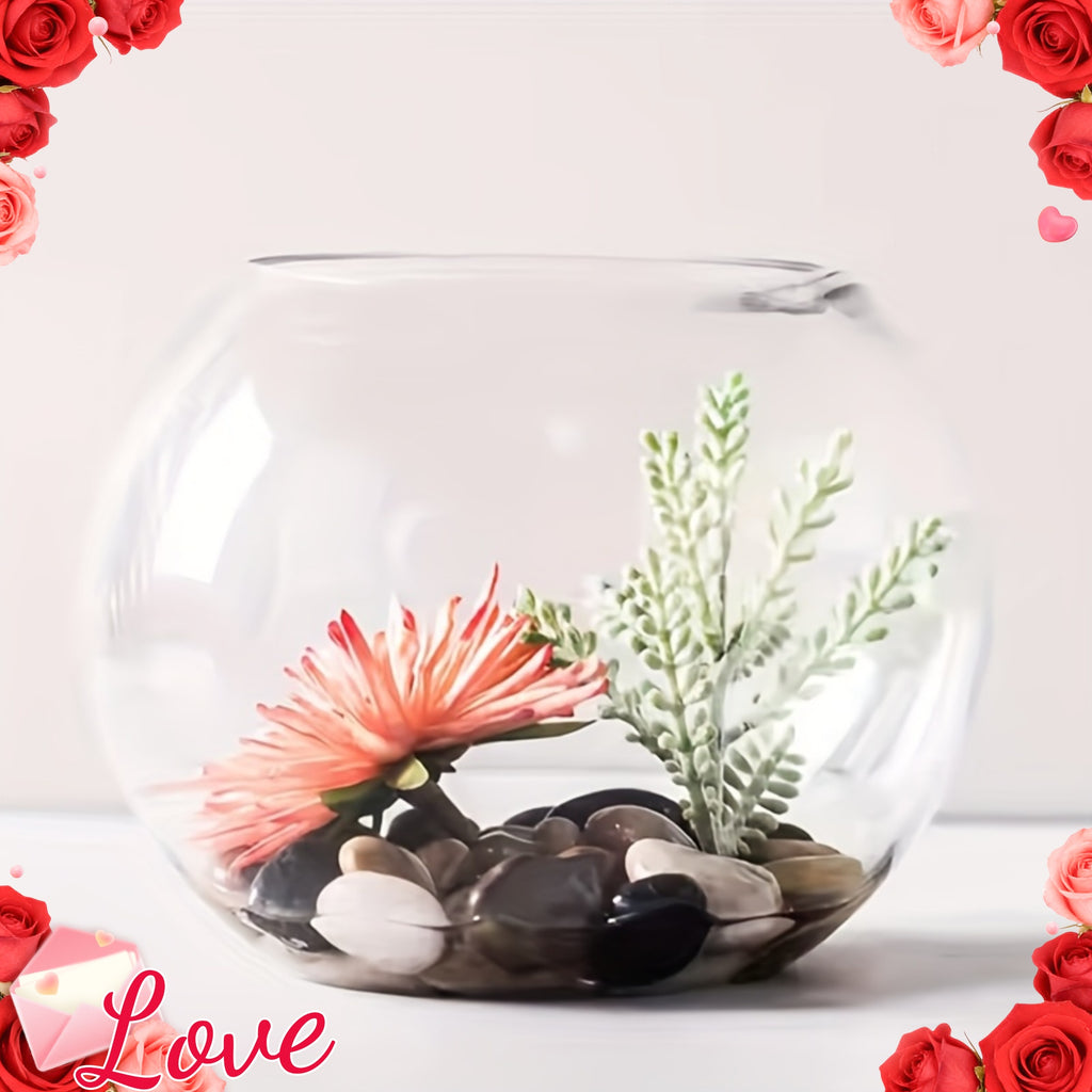 Round Glass Aquarium Fish Tank - Transparent Spherical Fish Bowl with Glass for Freshwater\u002FSaltwater Fish, Aquatic Plants & Home\u002FOffice Aquarium Decor - - Glass Tank for Fish Lovers & Desks, Tables, Small Spaces