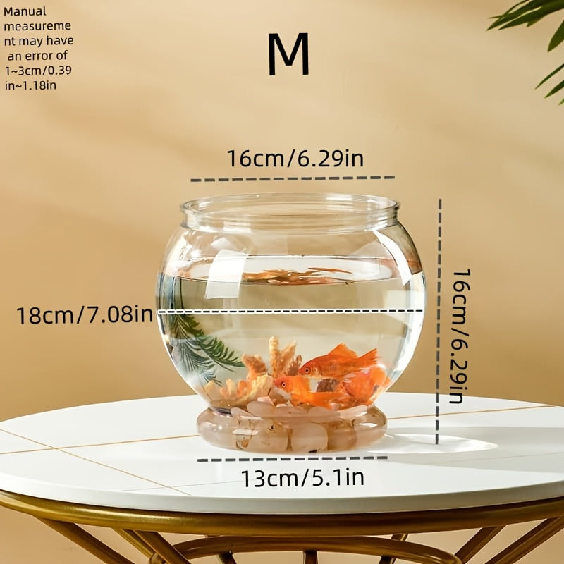Acrylic Goldfish Tank 1pc Round Acrylic Goldfish Tank | Transparent Desktop Aquarium with Optional Stand - for Home, Office, or Restaurant Decor