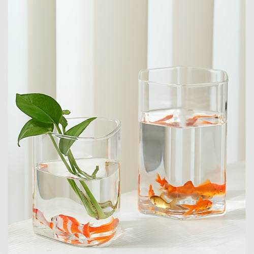 1pc Glass Planter & Aquarium Vase - Triangular Modern Aquarium or Vase, \u002FOutdoor Fish Tank Suitable for Home, Office, Balcony - Glass Container Plant & Fish Habitat