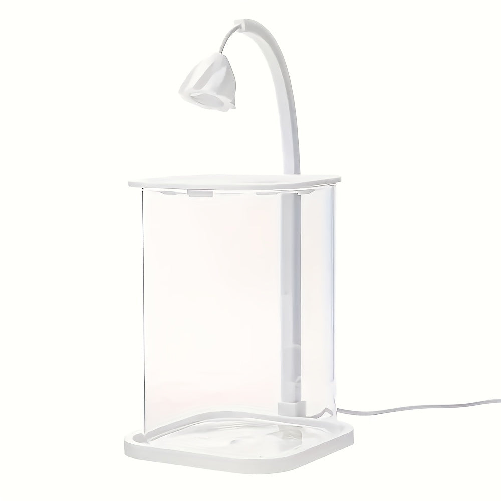 LED Small Fish Tank with Bezel-Less Lid & Aeration Hole - Low-Voltage (36) Tabletop Aquarium Suitable for Home\u002FOffice Decor, Portable Fish Bowl for, -Care Fish Tank
