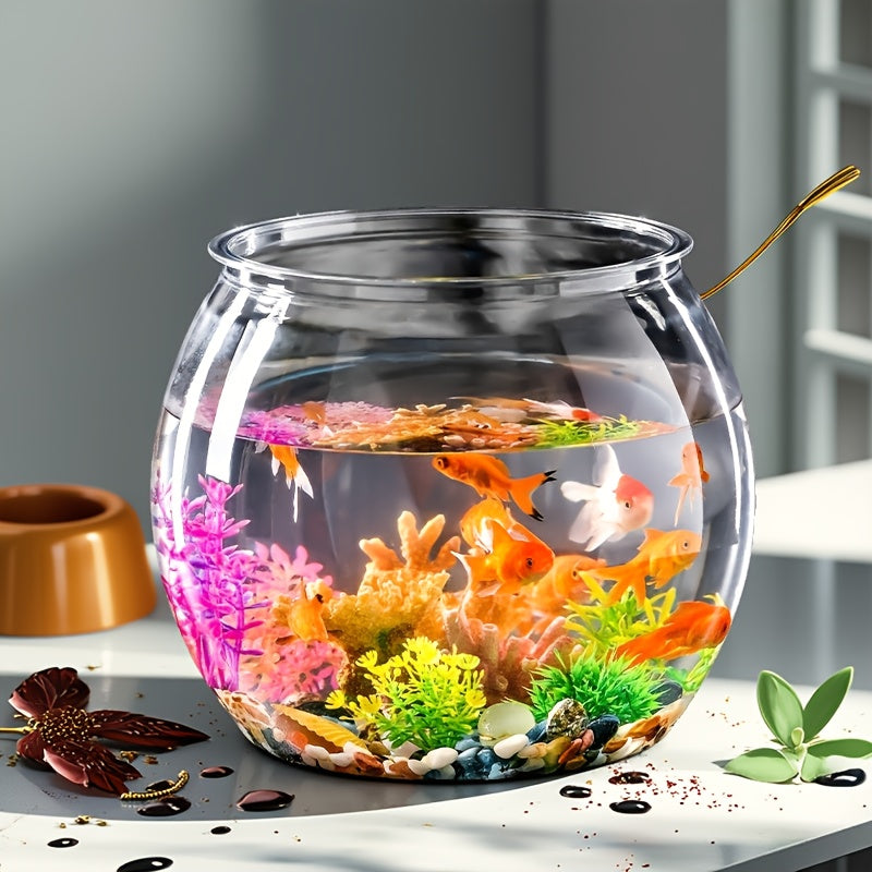 Durable Shatterproof Acrylic Fish Tank Suitable for Betta\u002FGoldfish Aquarium, Round Compact Aquarium with Tank for Desktop & Living Room Decor, Suitable for, Office, Room - Betta Fish Tank, Goldfish Bowl