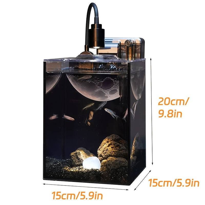 Beginner'S Glass Aquarium Set, Fish Bowl with Additions Perfect for Small Fish in Living Rooms, Offices, Or Cafes