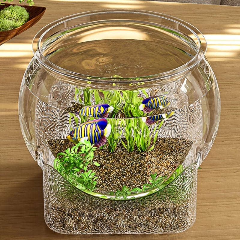 Large Capacity Transparent PET Fish Aquarium Tank with Wavy Design, Drop-Resistant & Sturdy Home Decor Aquarium for Small Space, Easy-to-Clean Habitat for Betta and Pet Fish (Medium & X-Large Size)