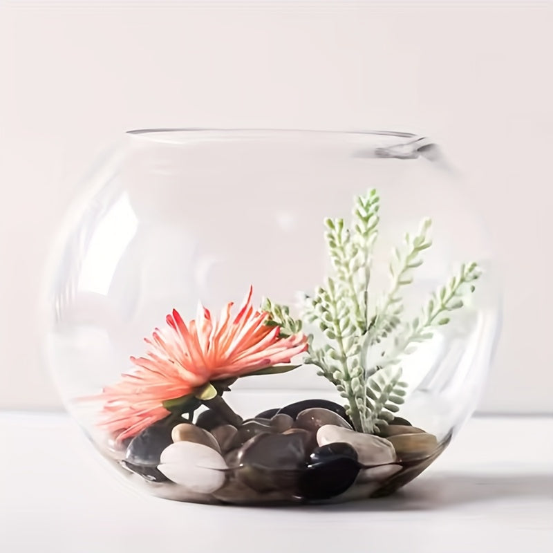 Round Glass Aquarium Fish Tank - Transparent Spherical Fish Bowl with Glass for Freshwater\u002FSaltwater Fish, Aquatic Plants & Home\u002FOffice Aquarium Decor - - Glass Tank for Fish Lovers & Desks, Tables, Small Spaces