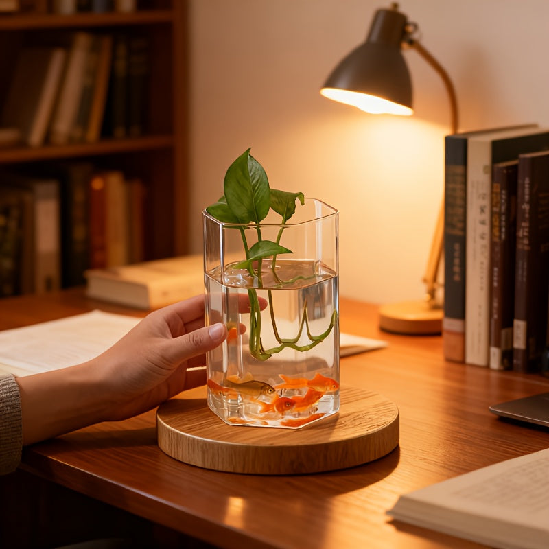 1pc Glass Planter & Aquarium Vase - Triangular Modern Aquarium or Vase, \u002FOutdoor Fish Tank Suitable for Home, Office, Balcony - Glass Container Plant & Fish Habitat