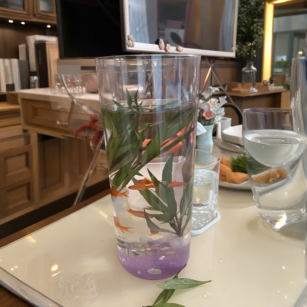 Home Acrylic Fish Tank, Round Cylindrical Goldfish Tank, Shatterproof Small Aquarium