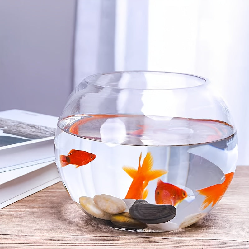 Round Glass Aquarium Fish Tank - Transparent Spherical Fish Bowl with Glass for Freshwater\u002FSaltwater Fish, Aquatic Plants & Home\u002FOffice Aquarium Decor - - Glass Tank for Fish Lovers & Desks, Tables, Small Spaces