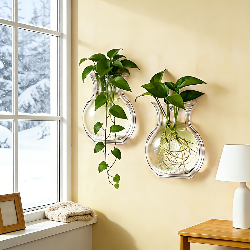 Clear Wall-Mounted Planter, Sturdy Hanging Flower Pot, Compact Fish Tank, Floral Basket, Hydroponic System, Decorative Bonsai Holder, Ideal Transparent Vase for Balcony, Bedroom, Hallway, Yard, And Garden, Perfect Gift for Loved Ones