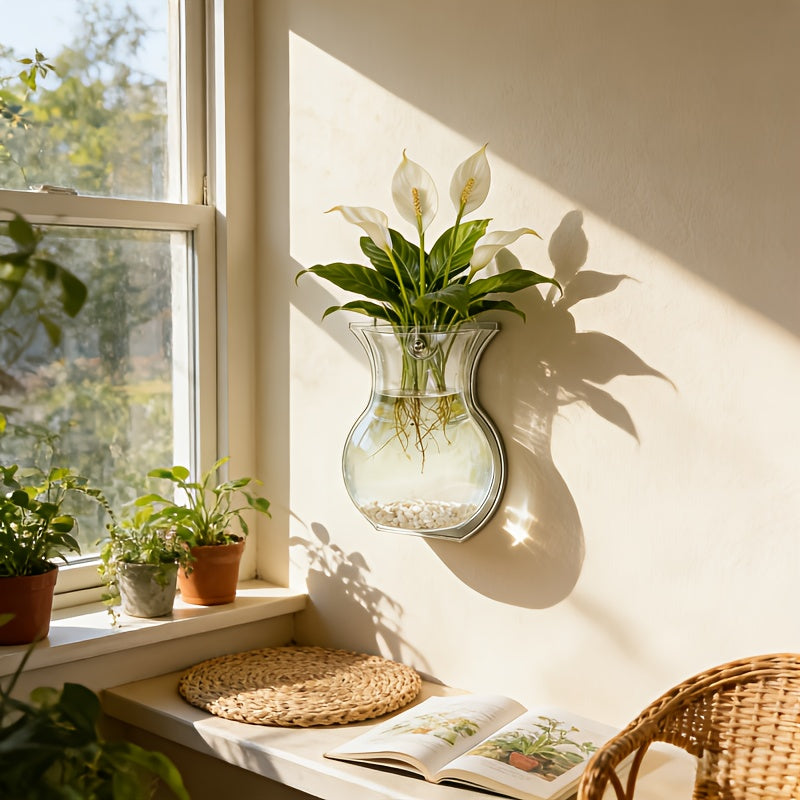 Clear Wall-Mounted Planter, Sturdy Hanging Flower Pot, Compact Fish Tank, Floral Basket, Hydroponic System, Decorative Bonsai Holder, Ideal Transparent Vase for Balcony, Bedroom, Hallway, Yard, And Garden, Perfect Gift for Loved Ones