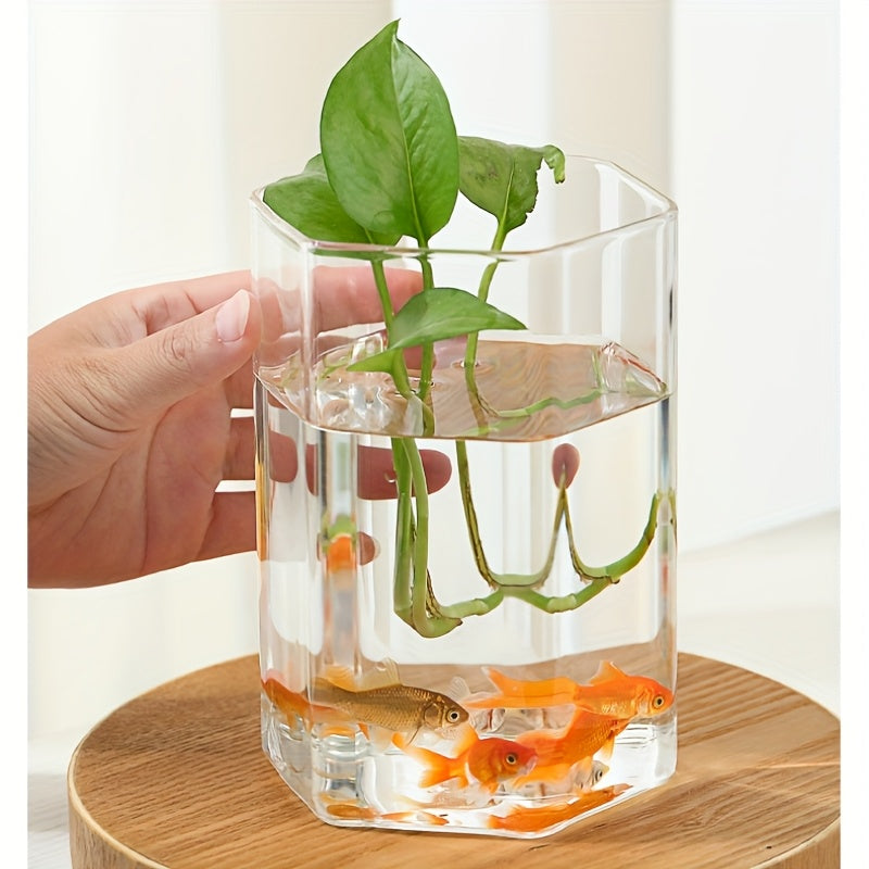 1pc Glass Planter & Aquarium Vase - Triangular Modern Aquarium or Vase, \u002FOutdoor Fish Tank Suitable for Home, Office, Balcony - Glass Container Plant & Fish Habitat