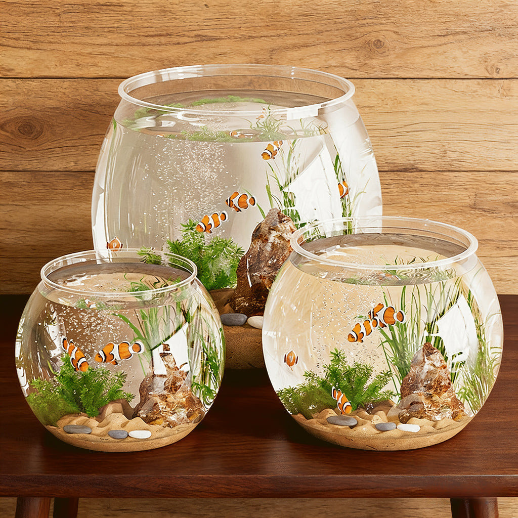 Round Small to Medium Fish Tank Suitable for Home Aquariums, Thickened Plastic Glass-Front Aquarium with Transparent Lid Compatible for Goldfish,, Fish Bowls, - Assembly for Fish Tank for Living Room Decor