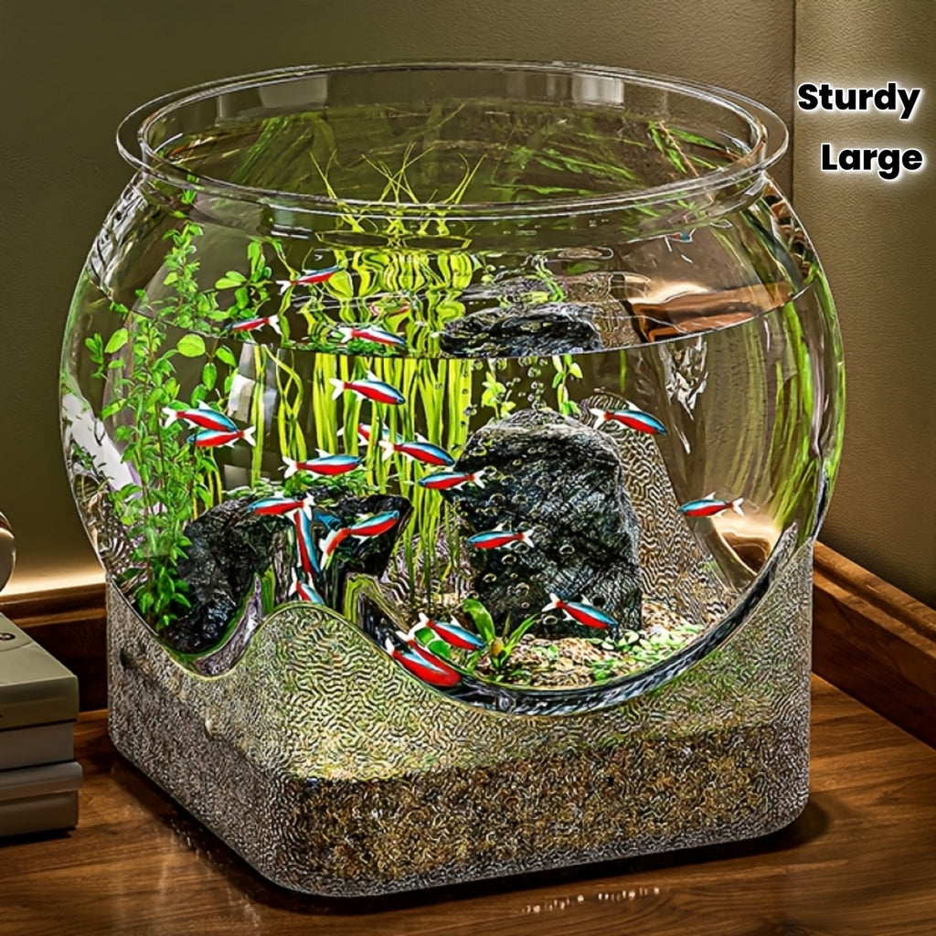 Large Capacity Transparent PET Fish Aquarium Tank with Wavy Design, Drop-Resistant & Sturdy Home Decor Aquarium for Small Space, Easy-to-Clean Habitat for Betta and Pet Fish (Medium & X-Large Size)