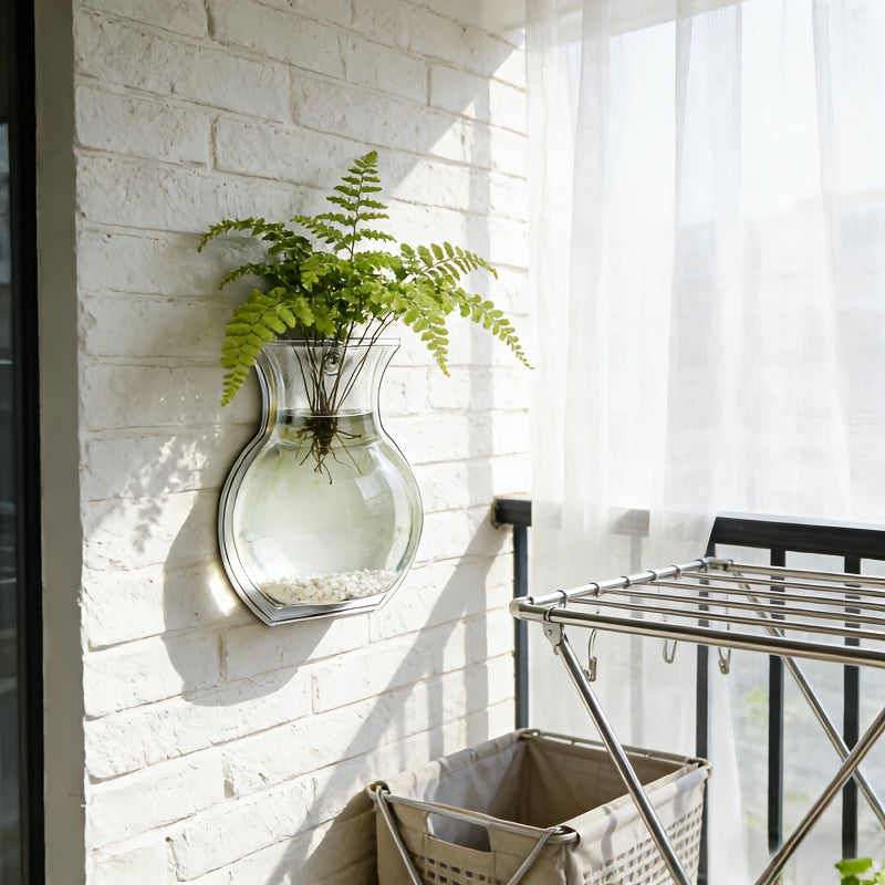 Clear Wall-Mounted Planter, Sturdy Hanging Flower Pot, Compact Fish Tank, Floral Basket, Hydroponic System, Decorative Bonsai Holder, Ideal Transparent Vase for Balcony, Bedroom, Hallway, Yard, And Garden, Perfect Gift for Loved Ones