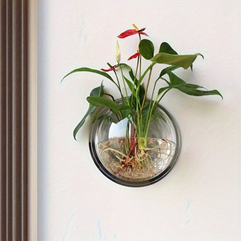 Glass Material, Wall Decoration, Flower Basket, Hanging Basket, Simple Green Vegetation, Hanging
