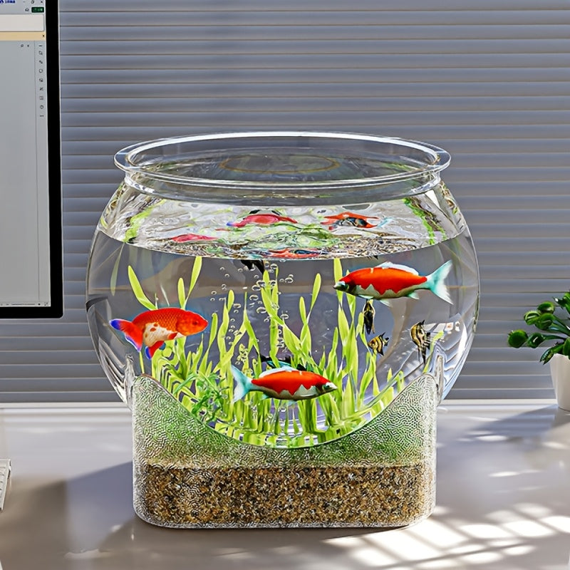 Large Capacity Transparent PET Fish Aquarium Tank with Wavy Design, Drop-Resistant & Sturdy Home Decor Aquarium for Small Space, Easy-to-Clean Habitat for Betta and Pet Fish (Medium & X-Large Size)