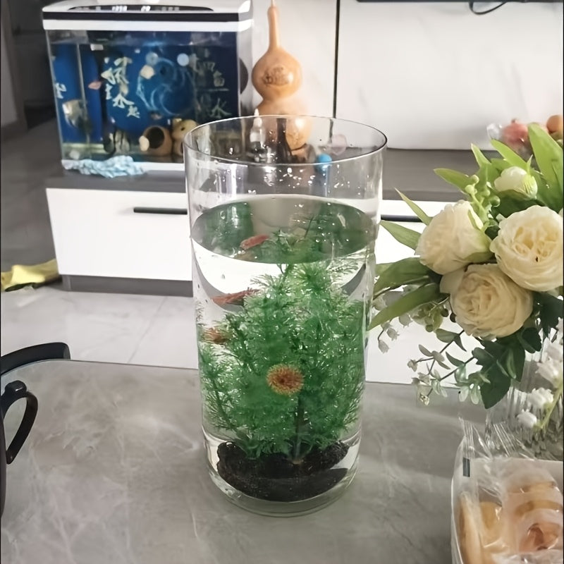 Home Acrylic Fish Tank, Round Cylindrical Goldfish Tank, Shatterproof Small Aquarium