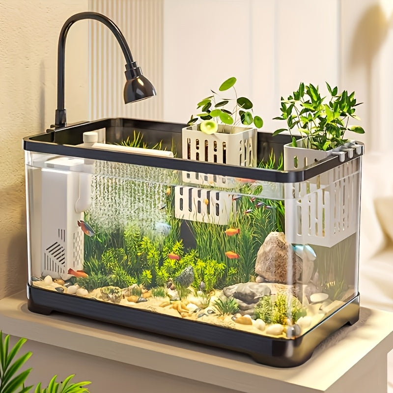 Acrylic Fish Tank High Quality Transparent Acrylic Square Fish Tank with Black Frame | Desktop Aquarium for Goldfish, Shrimp, Sea Turtles, Crabs, Frogs and Algae - Perfect for Living Room Decoration
