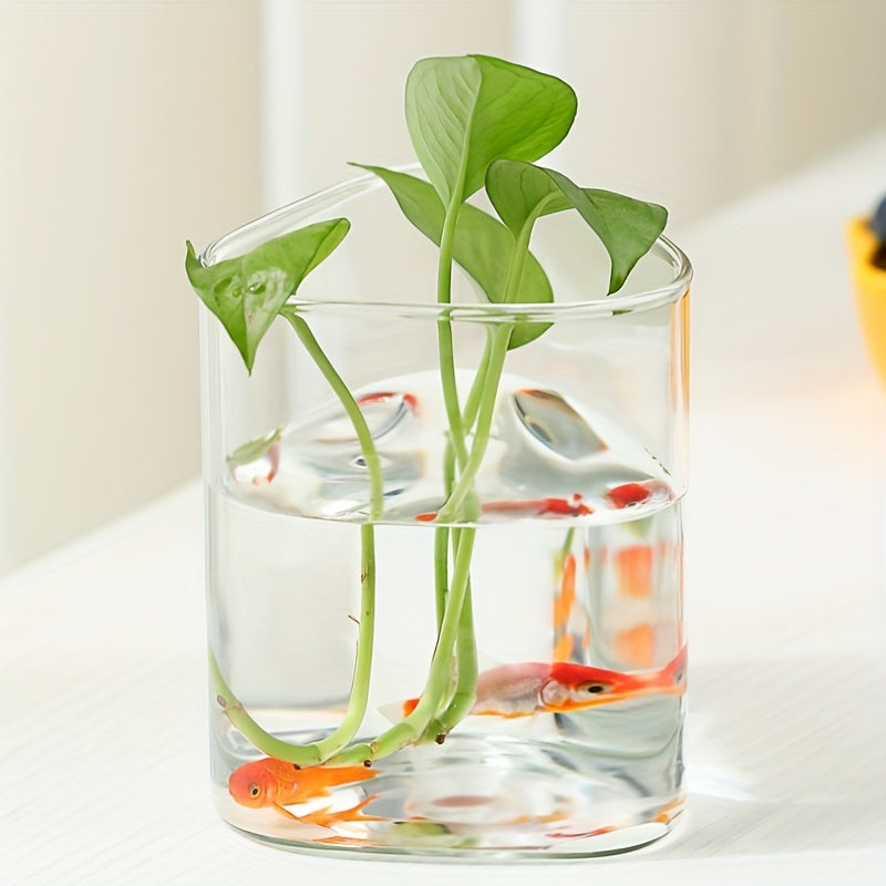 1pc Glass Planter & Aquarium Vase - Triangular Modern Aquarium or Vase, \u002FOutdoor Fish Tank Suitable for Home, Office, Balcony - Glass Container Plant & Fish Habitat