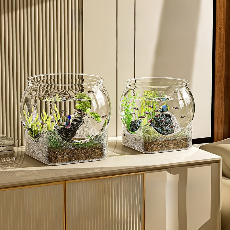Large Capacity Transparent PET Fish Aquarium Tank with Wavy Design, Drop-Resistant & Sturdy Home Decor Aquarium for Small Space, Easy-to-Clean Habitat for Betta and Pet Fish (Medium & X-Large Size)
