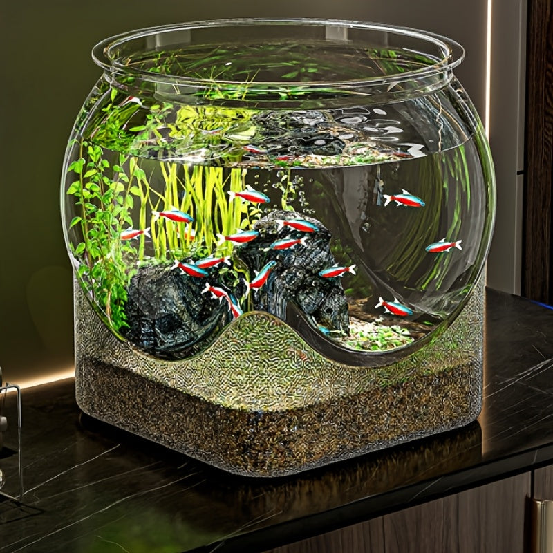 Large Capacity Transparent PET Fish Aquarium Tank with Wavy Design, Drop-Resistant & Sturdy Home Decor Aquarium for Small Space, Easy-to-Clean Habitat for Betta and Pet Fish (Medium & X-Large Size)