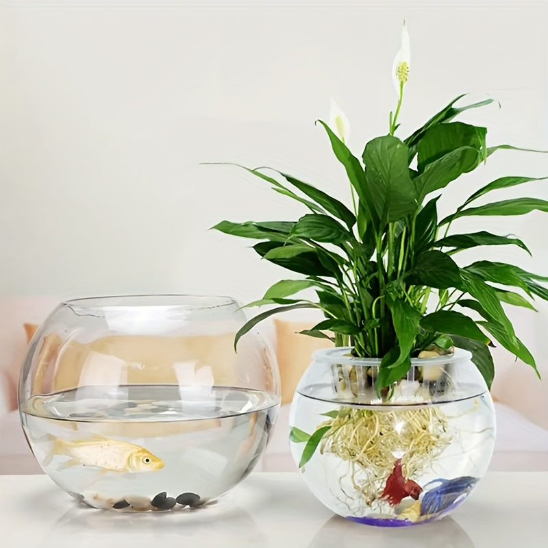 Round Glass Aquarium Fish Tank - Transparent Spherical Fish Bowl with Glass for Freshwater\u002FSaltwater Fish, Aquatic Plants & Home\u002FOffice Aquarium Decor - - Glass Tank for Fish Lovers & Desks, Tables, Small Spaces