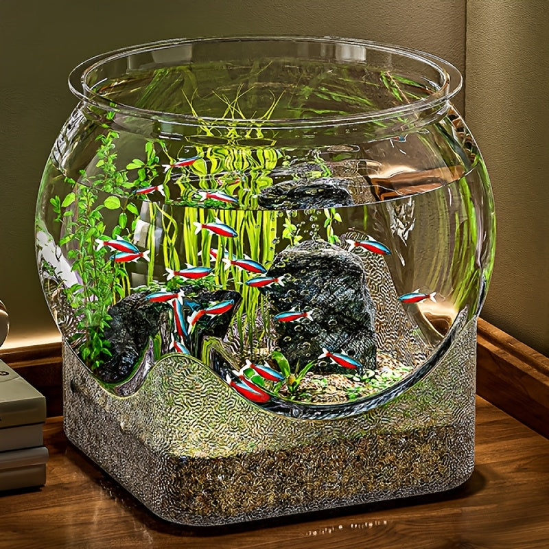 Large Capacity Transparent PET Fish Aquarium Tank with Wavy Design, Drop-Resistant & Sturdy Home Decor Aquarium for Small Space, Easy-to-Clean Habitat for Betta and Pet Fish (Medium & X-Large Size)