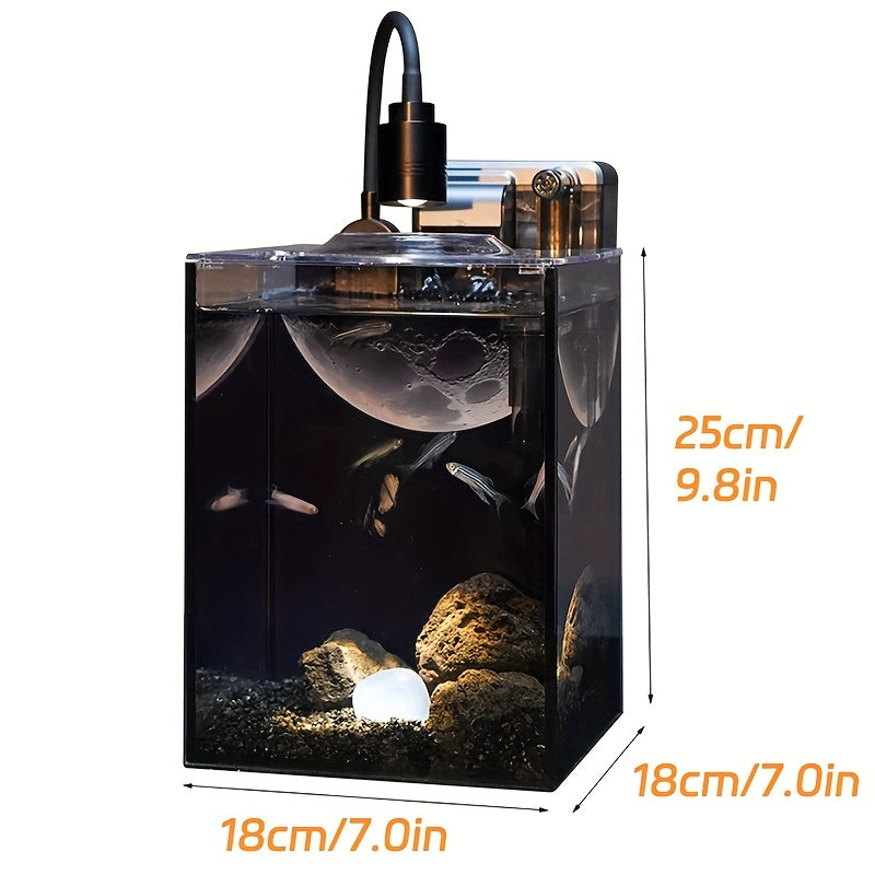 Beginner'S Glass Aquarium Set, Fish Bowl with Additions Perfect for Small Fish in Living Rooms, Offices, Or Cafes