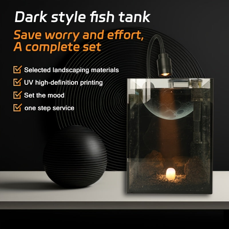 Beginner'S Glass Aquarium Set, Fish Bowl with Additions Perfect for Small Fish in Living Rooms, Offices, Or Cafes