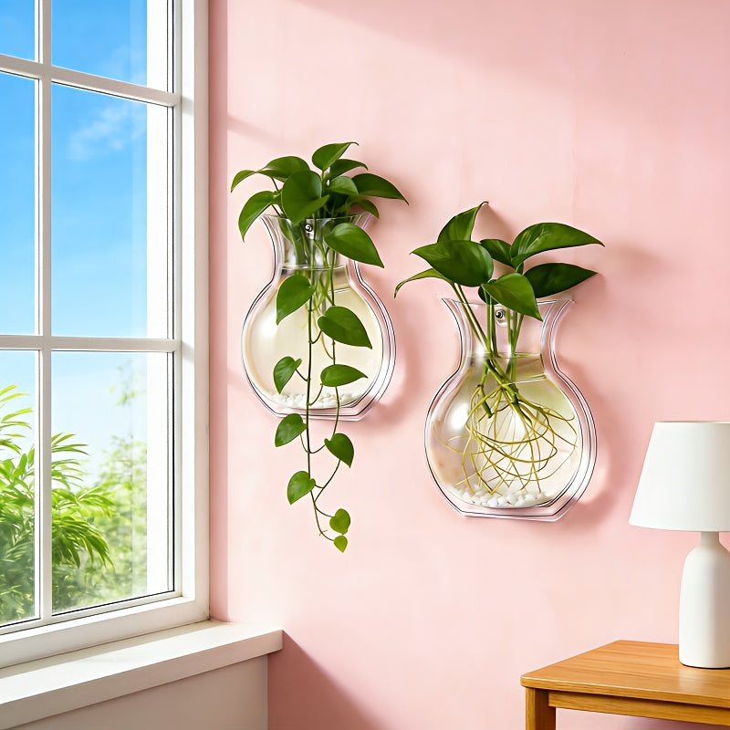 Clear Wall-Mounted Planter, Sturdy Hanging Flower Pot, Compact Fish Tank, Floral Basket, Hydroponic System, Decorative Bonsai Holder, Ideal Transparent Vase for Balcony, Bedroom, Hallway, Yard, And Garden, Perfect Gift for Loved Ones
