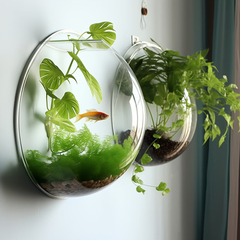 Glass Material, Wall Decoration, Flower Basket, Hanging Basket, Simple Green Vegetation, Hanging