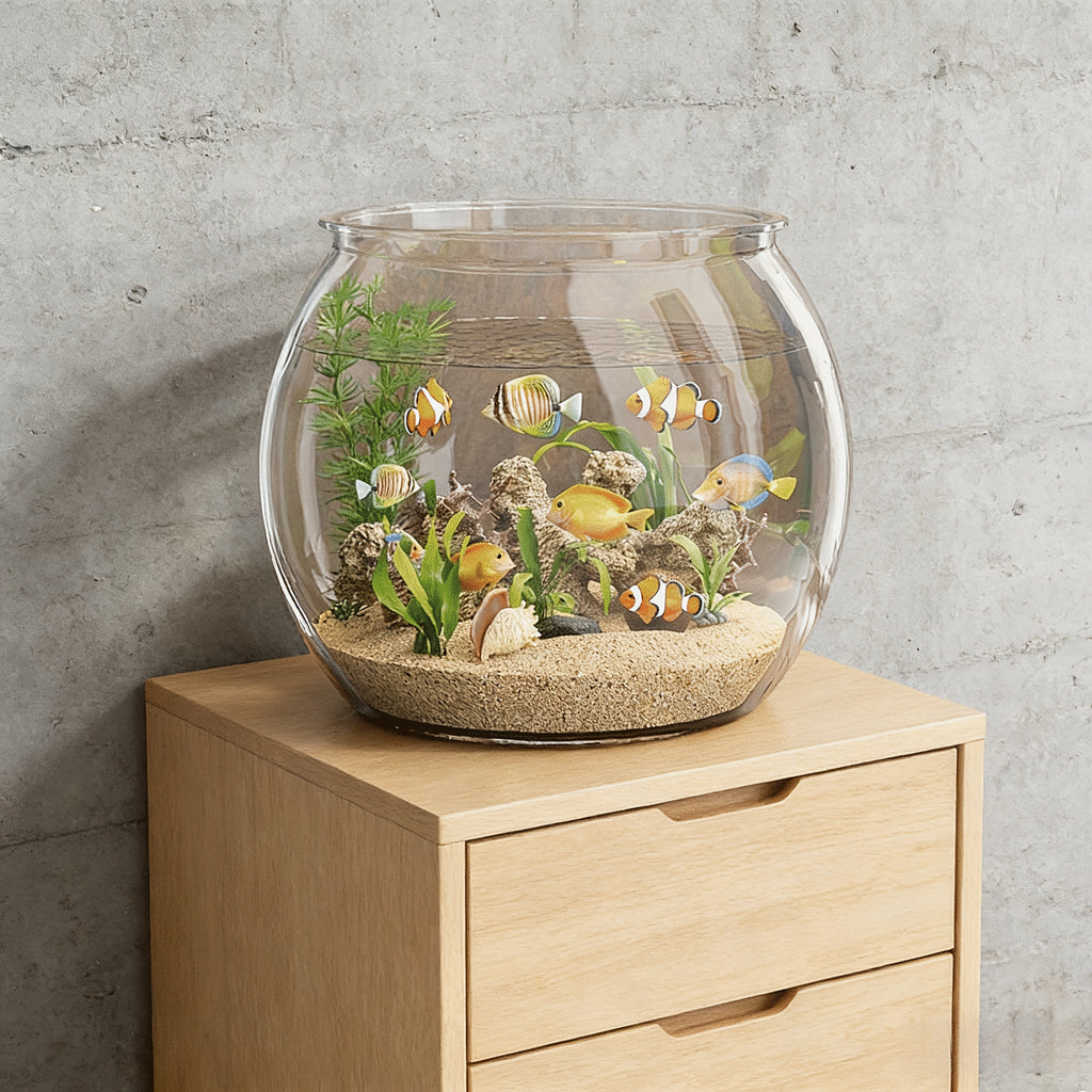 Round Small to Medium Fish Tank Suitable for Home Aquariums, Thickened Plastic Glass-Front Aquarium with Transparent Lid Compatible for Goldfish,, Fish Bowls, - Assembly for Fish Tank for Living Room Decor