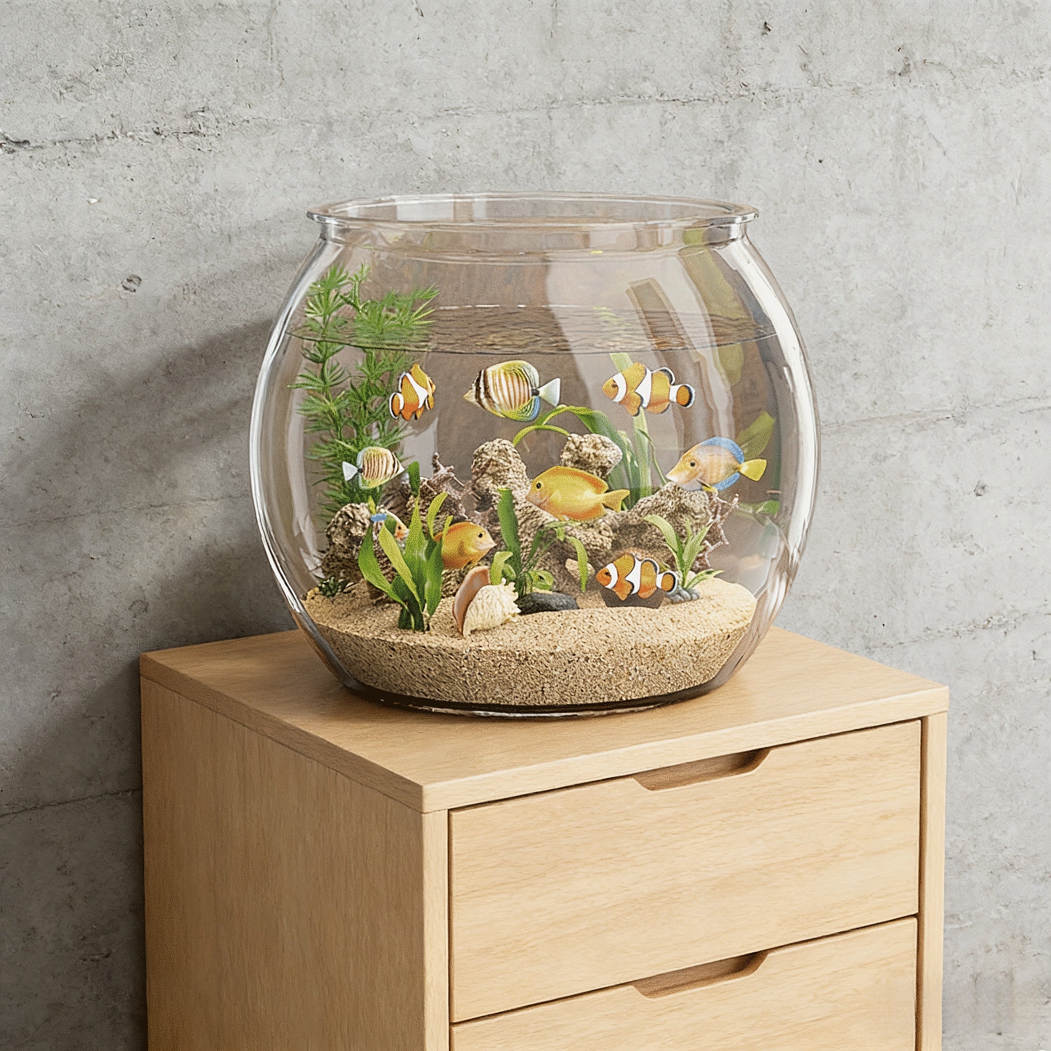 Round Small to Medium Fish Tank Suitable for Home Aquariums, Thickened Plastic Glass-Front Aquarium with Transparent Lid Compatible for Goldfish,, Fish Bowls, - Assembly for Fish Tank for Living Room Decor