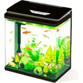 Small Fish Tank Aquarium Kit, HD Glass Betta Fish Tank with 3-in-1 Silent Water Pump Filter System, 3 Gallon Self Cleaning Aquarium Starter Kit with LED Light Suitable for Small Fish Or Shrimp