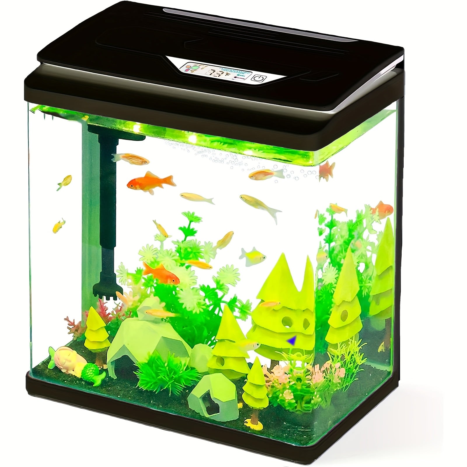 Small Fish Tank Aquarium Kit, HD Glass Betta Fish Tank with 3-in-1 Silent Water Pump Filter System, 3 Gallon Self Cleaning Aquarium Starter Kit with LED Light Suitable for Small Fish Or Shrimp