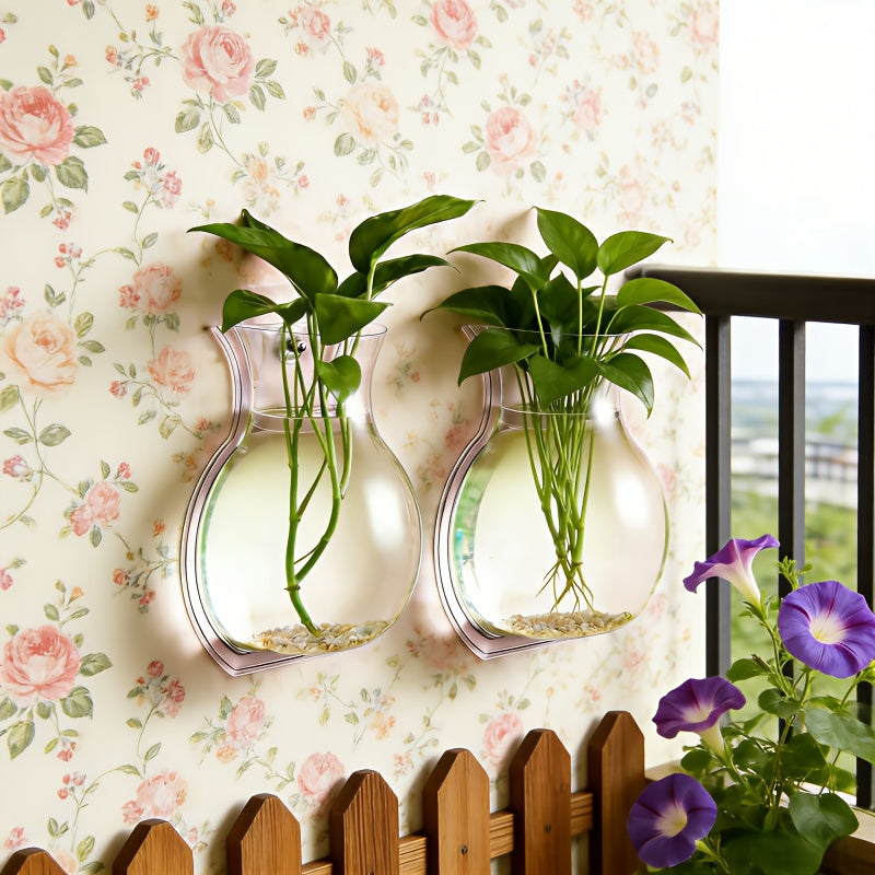 Clear Wall-Mounted Planter, Sturdy Hanging Flower Pot, Compact Fish Tank, Floral Basket, Hydroponic System, Decorative Bonsai Holder, Ideal Transparent Vase for Balcony, Bedroom, Hallway, Yard, And Garden, Perfect Gift for Loved Ones