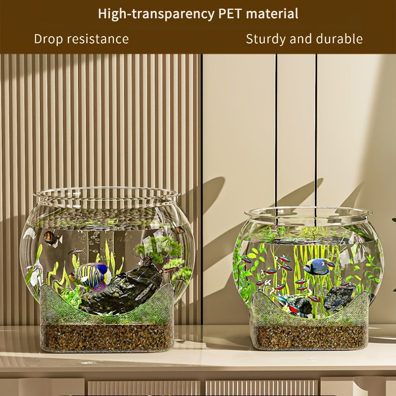 Large Capacity Transparent PET Fish Aquarium Tank with Wavy Design, Drop-Resistant & Sturdy Home Decor Aquarium for Small Space, Easy-to-Clean Habitat for Betta and Pet Fish (Medium & X-Large Size)