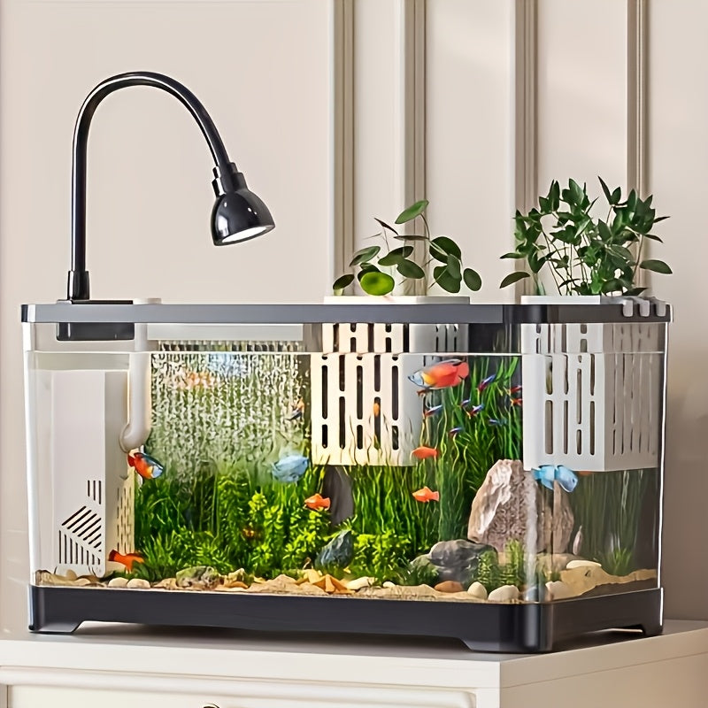Acrylic Fish Tank High Quality Transparent Acrylic Square Fish Tank with Black Frame | Desktop Aquarium for Goldfish, Shrimp, Sea Turtles, Crabs, Frogs and Algae - Perfect for Living Room Decoration